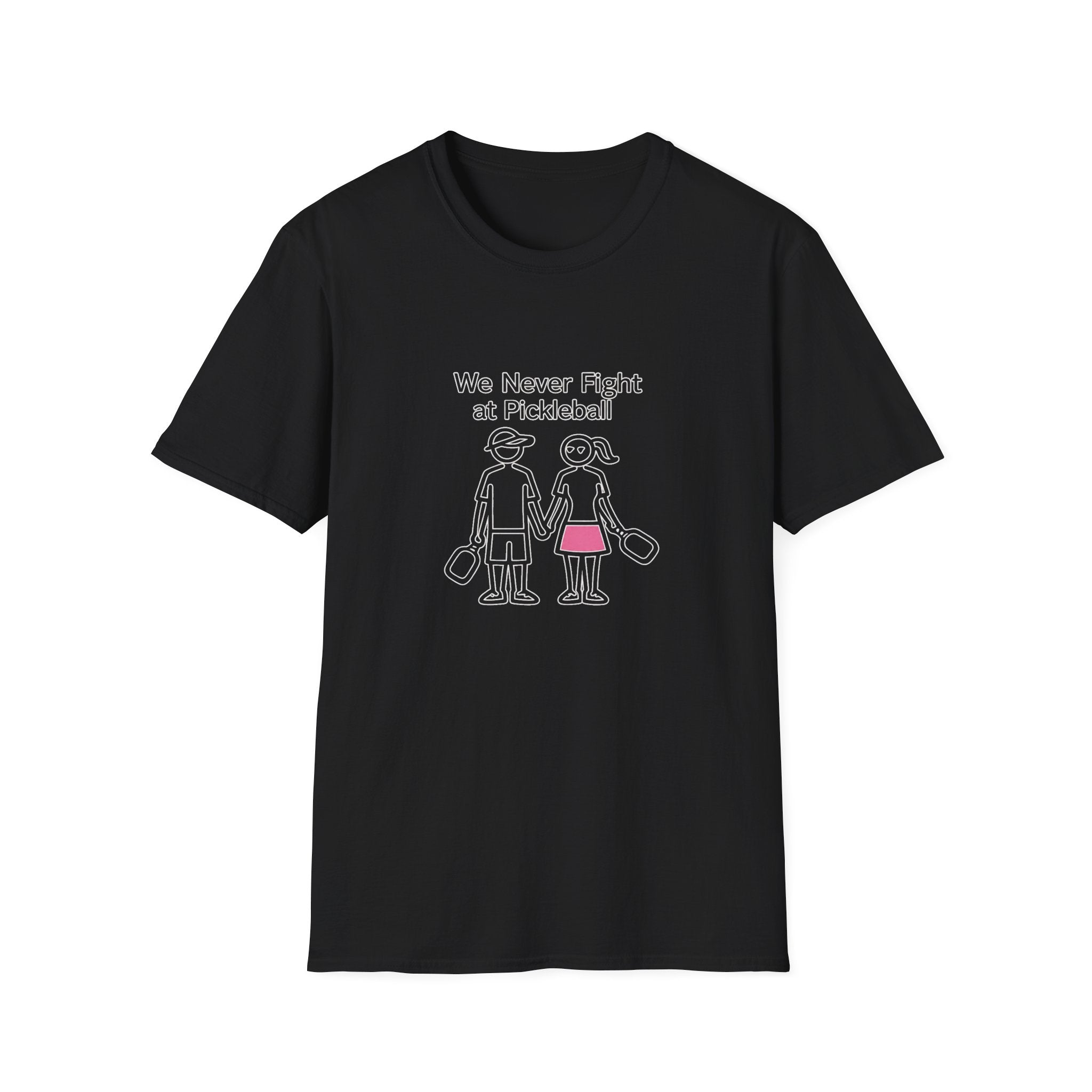 T-Shirt — "We Never Fight at Pickleball" Cute Couple Pickleball Graphic Tee
