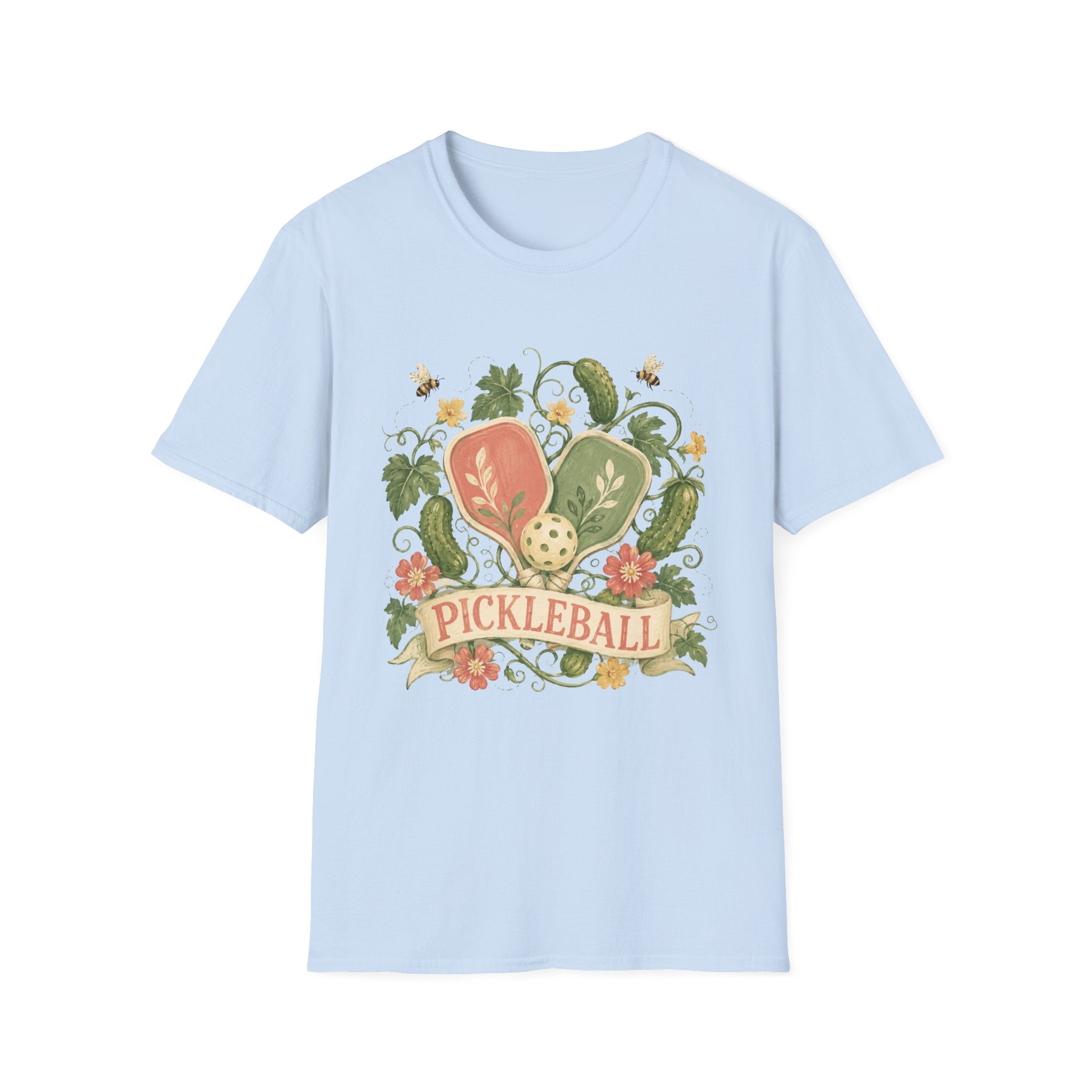Pickleball Floral Paddle T-Shirt — Retro Garden Pickleball Design
