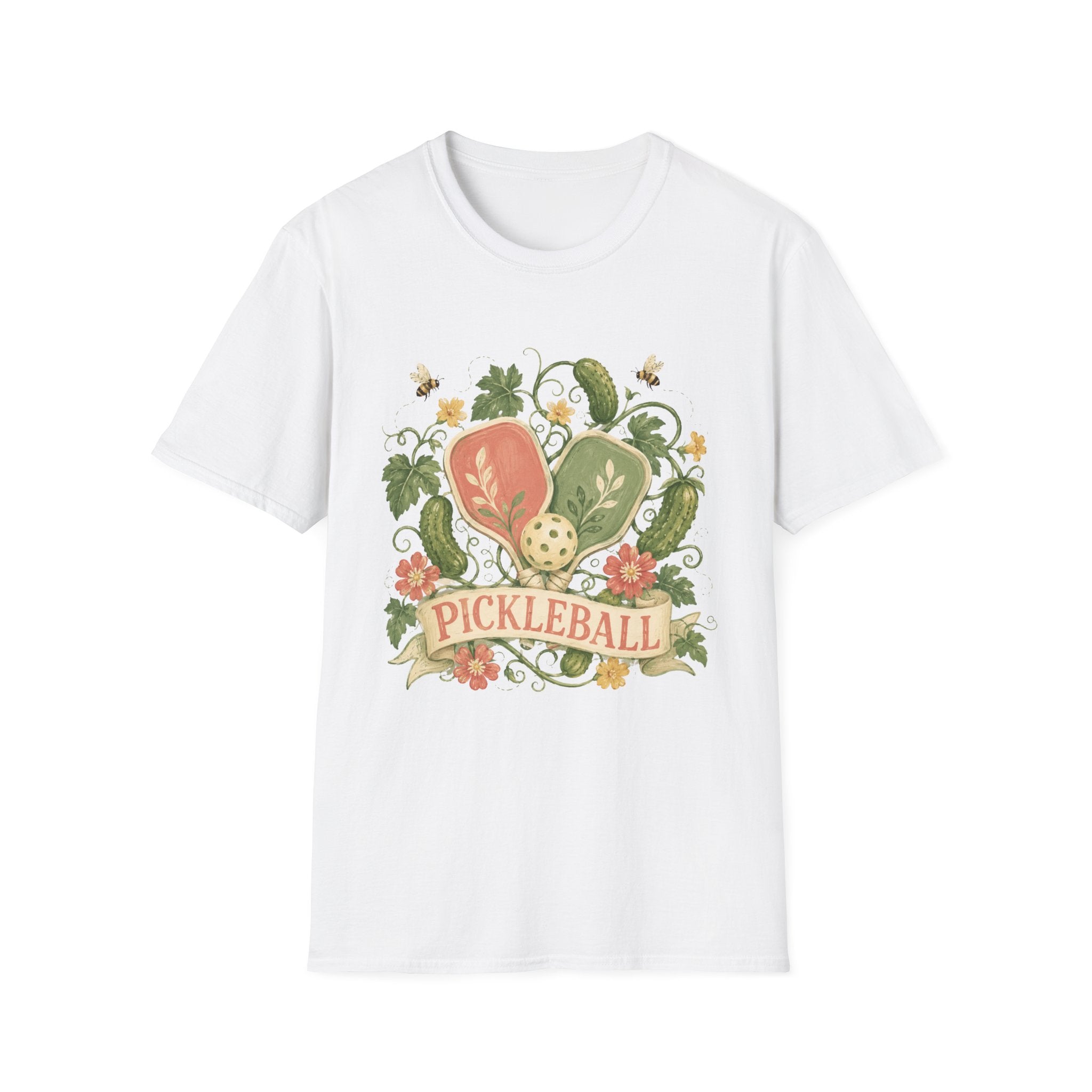 Pickleball Floral Paddle T-Shirt — Retro Garden Pickleball Design