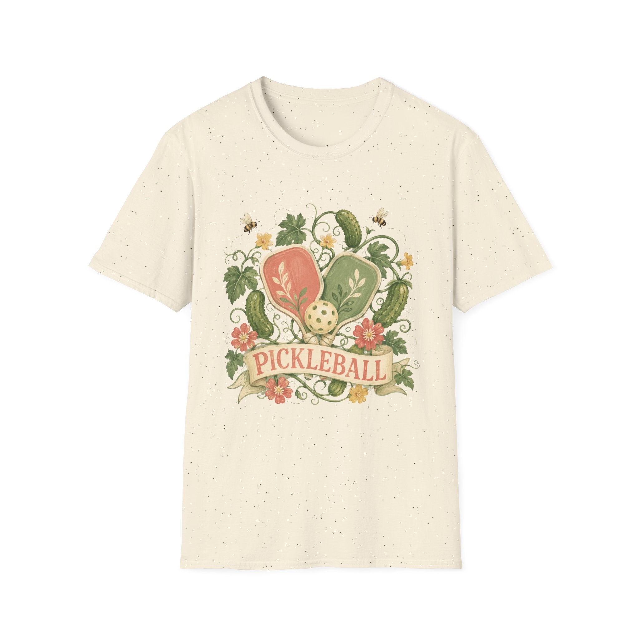 Pickleball Floral Paddle T-Shirt — Retro Garden Pickleball Design