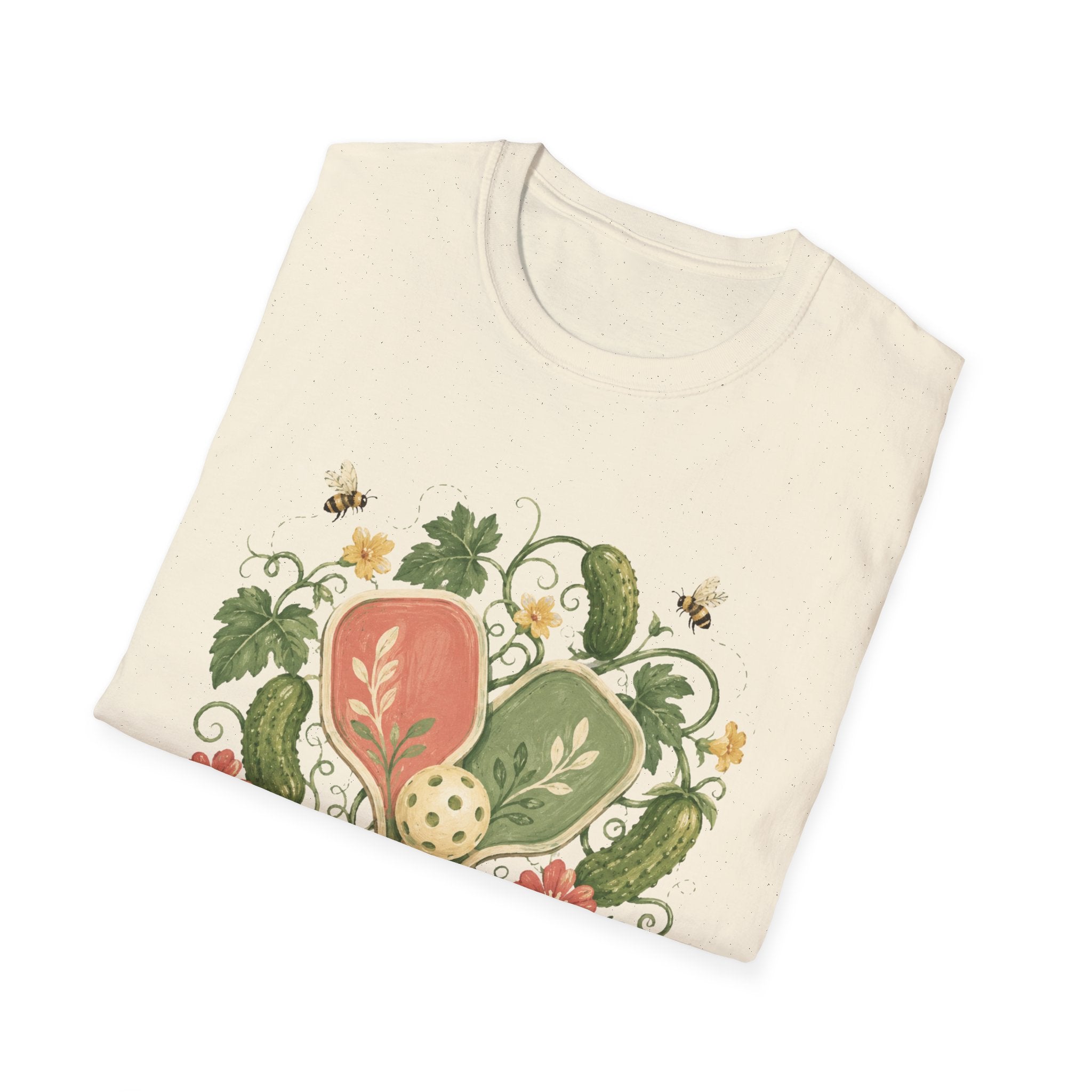Pickleball Floral Paddle T-Shirt — Retro Garden Pickleball Design