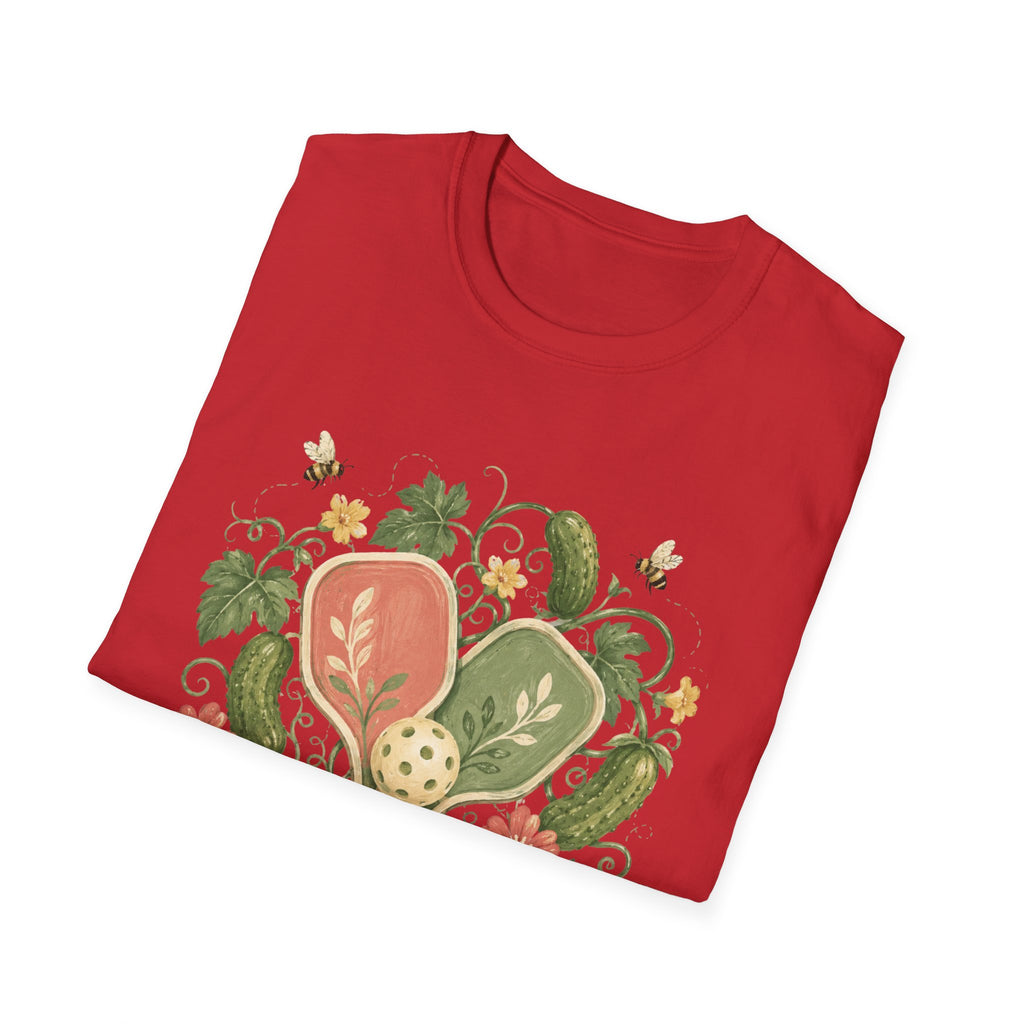Pickleball Floral Paddle T-Shirt — Retro Garden Pickleball Design