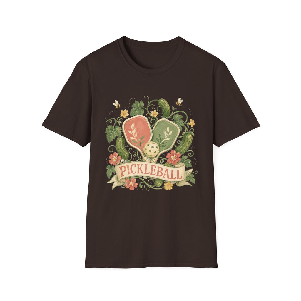Pickleball Floral Paddle T-Shirt — Retro Garden Pickleball Design