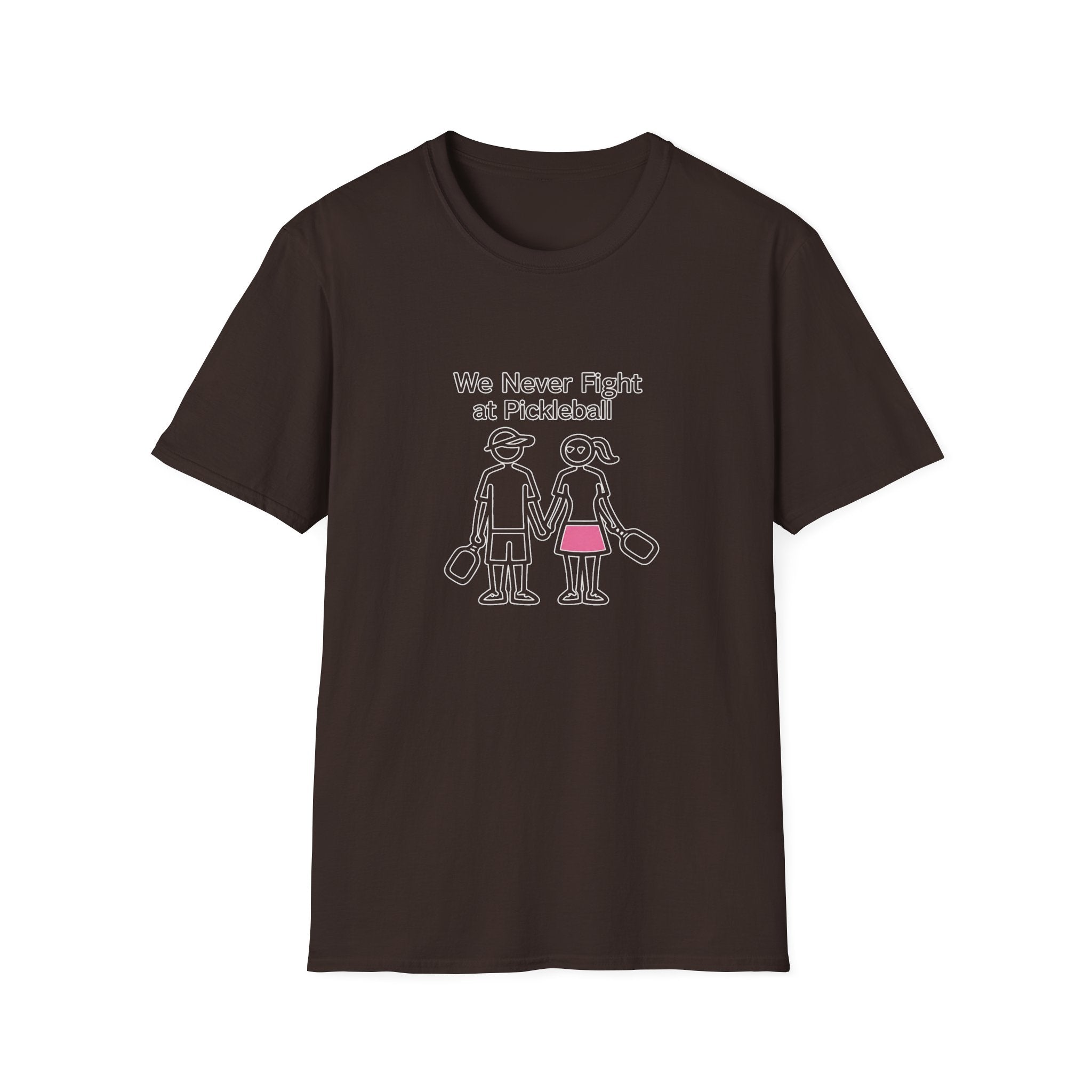 T-Shirt — "We Never Fight at Pickleball" Cute Couple Pickleball Graphic Tee