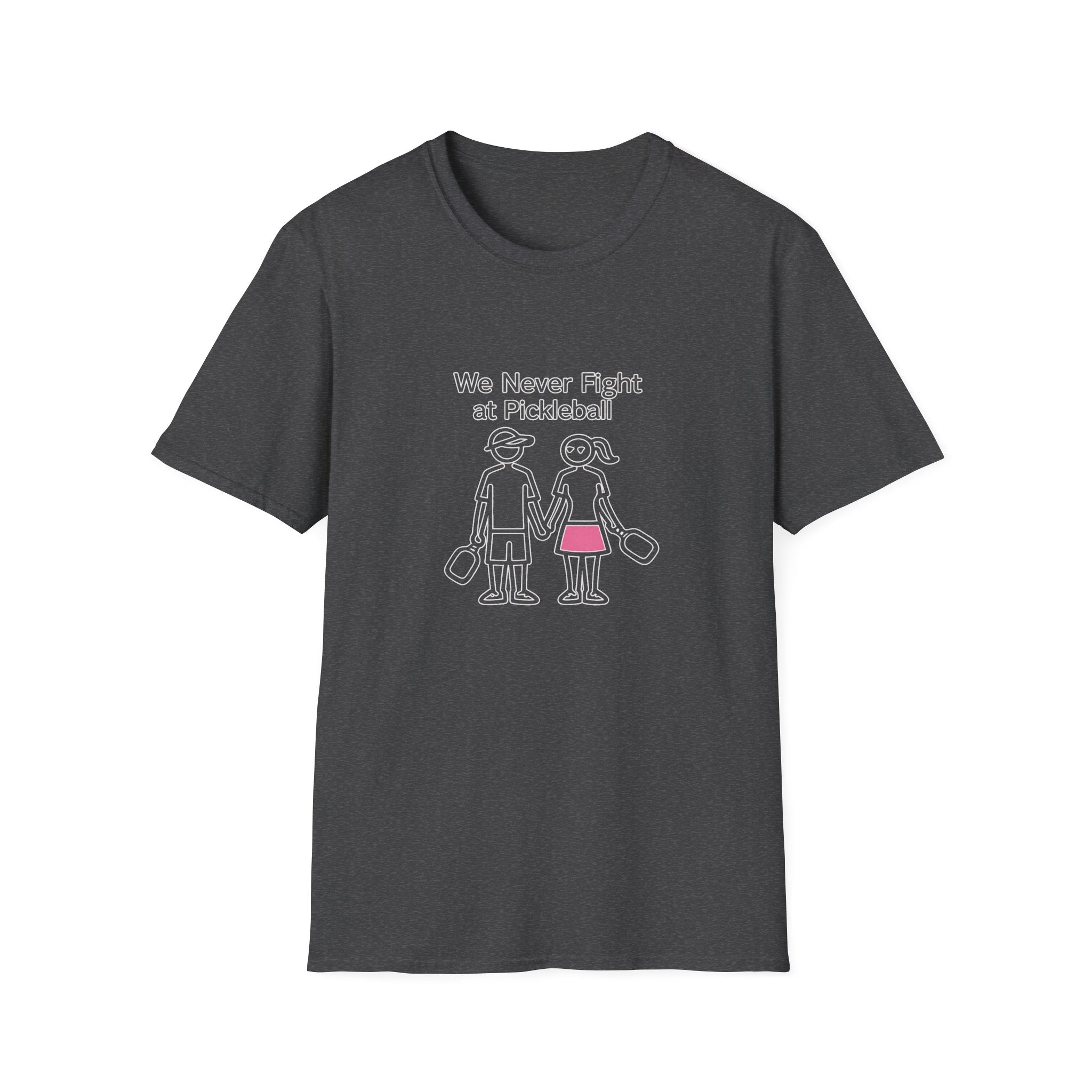 T-Shirt — "We Never Fight at Pickleball" Cute Couple Pickleball Graphic Tee