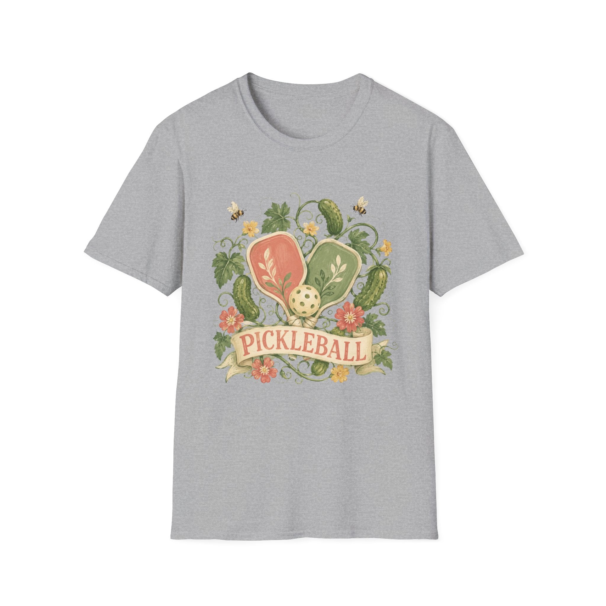 Pickleball Floral Paddle T-Shirt — Retro Garden Pickleball Design