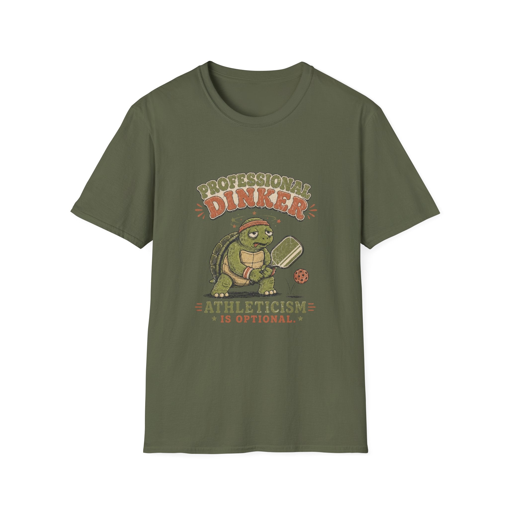 Professional Dinker  — "Athleticism Is Optional" Funny Turtle Pickleball Tee