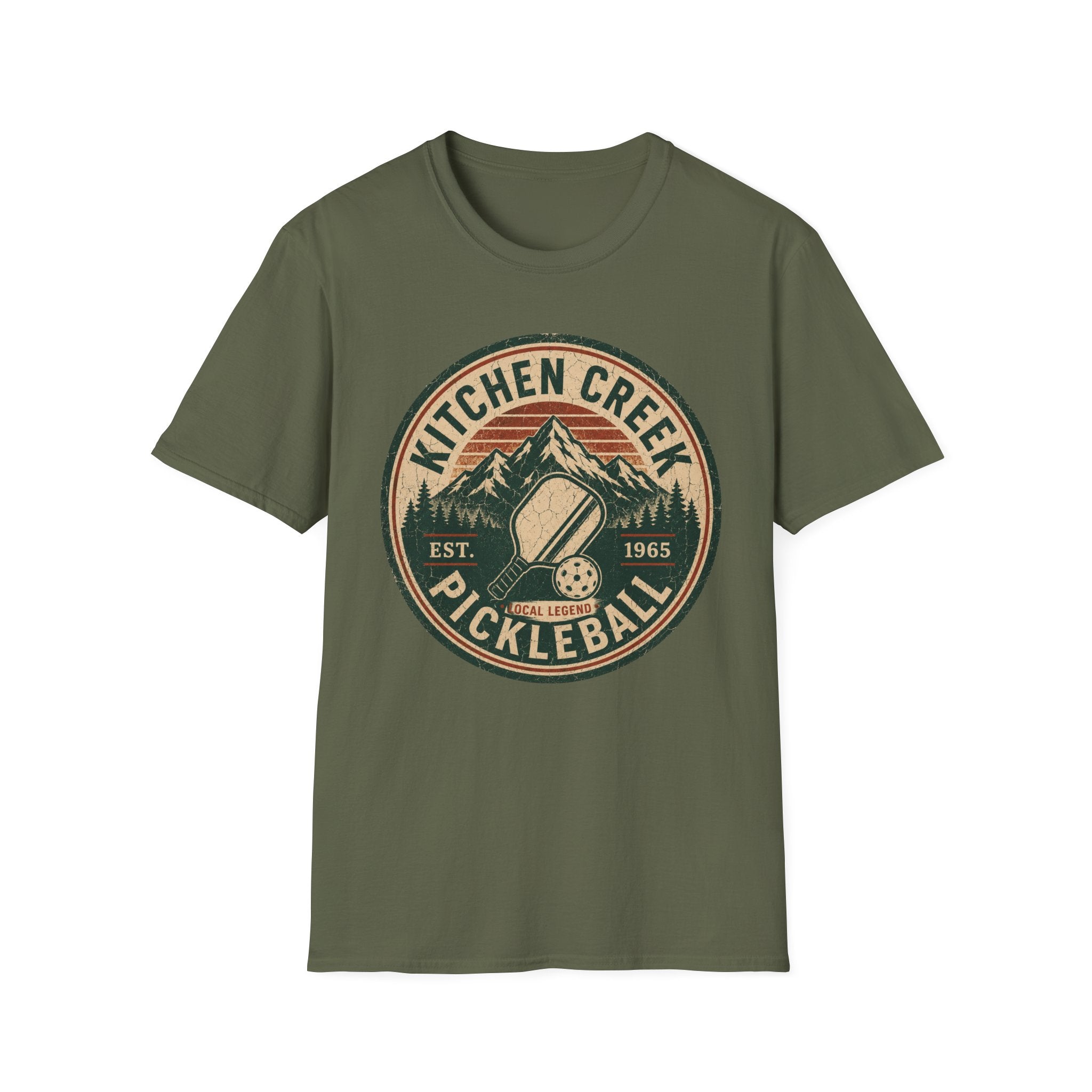 Pickleball T-Shirt — Kitchen Creek Vintage Mountain Pickleball Tee