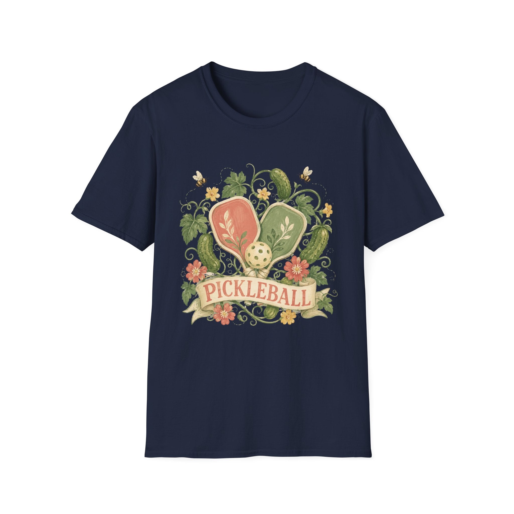 Pickleball Floral Paddle T-Shirt — Retro Garden Pickleball Design