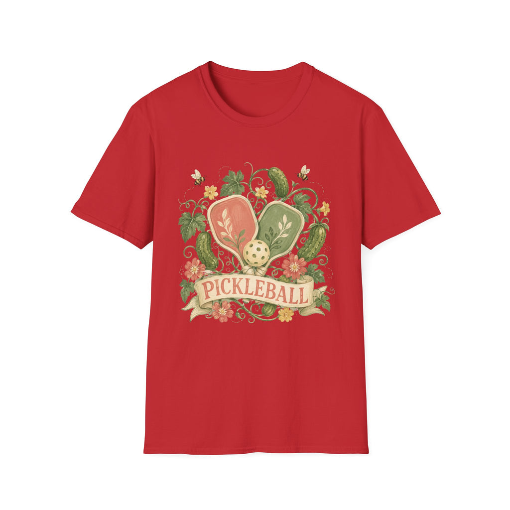 Pickleball Floral Paddle T-Shirt — Retro Garden Pickleball Design