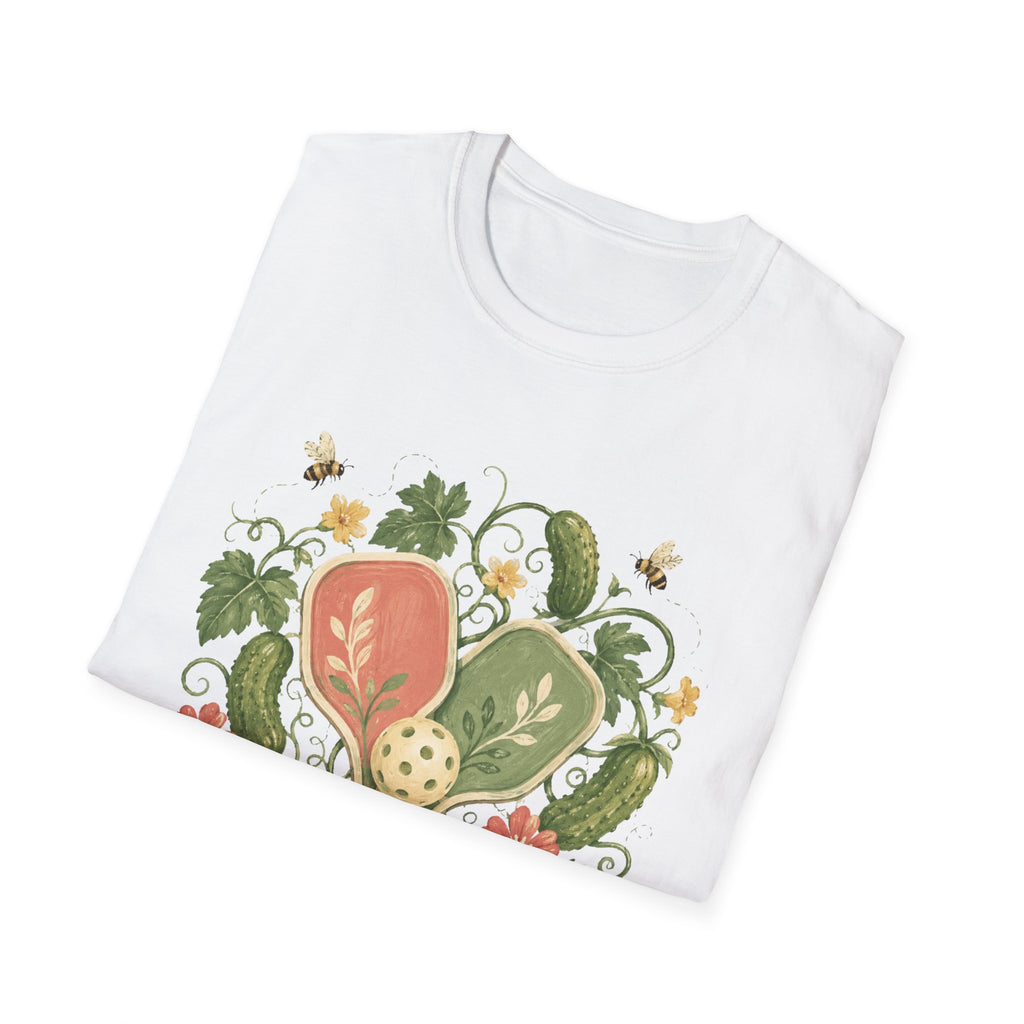 Pickleball Floral Paddle T-Shirt — Retro Garden Pickleball Design