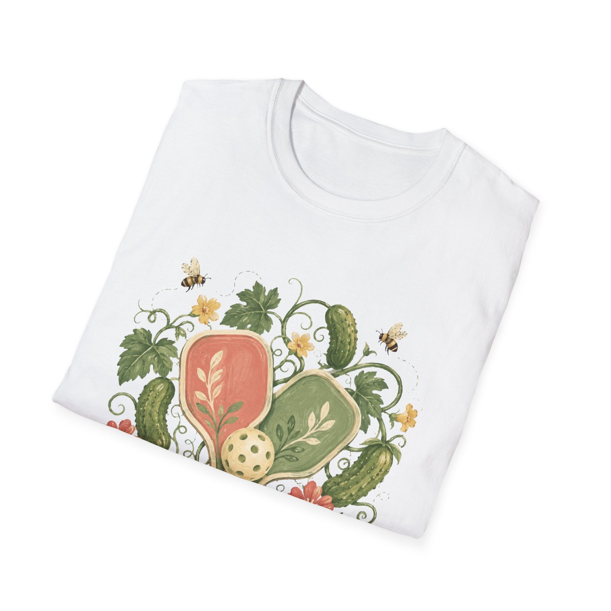 Pickleball Floral Paddle T-Shirt — Retro Garden Pickleball Design